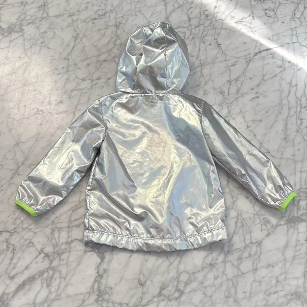 Cat and Jack Toddler Boy’s Silver Alien Windbreaker Jacket Sz 2T